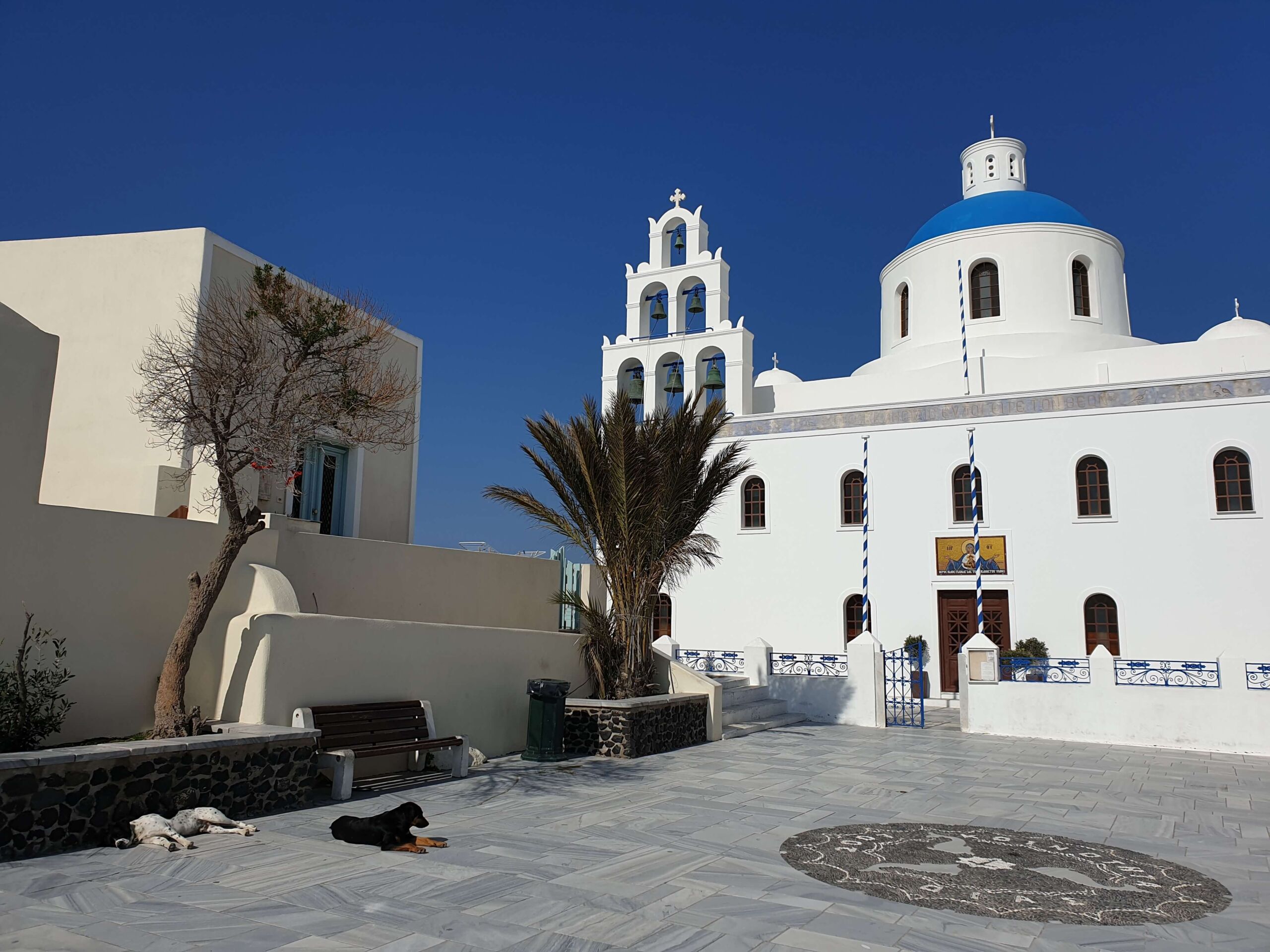 Blue-domed church in Oia