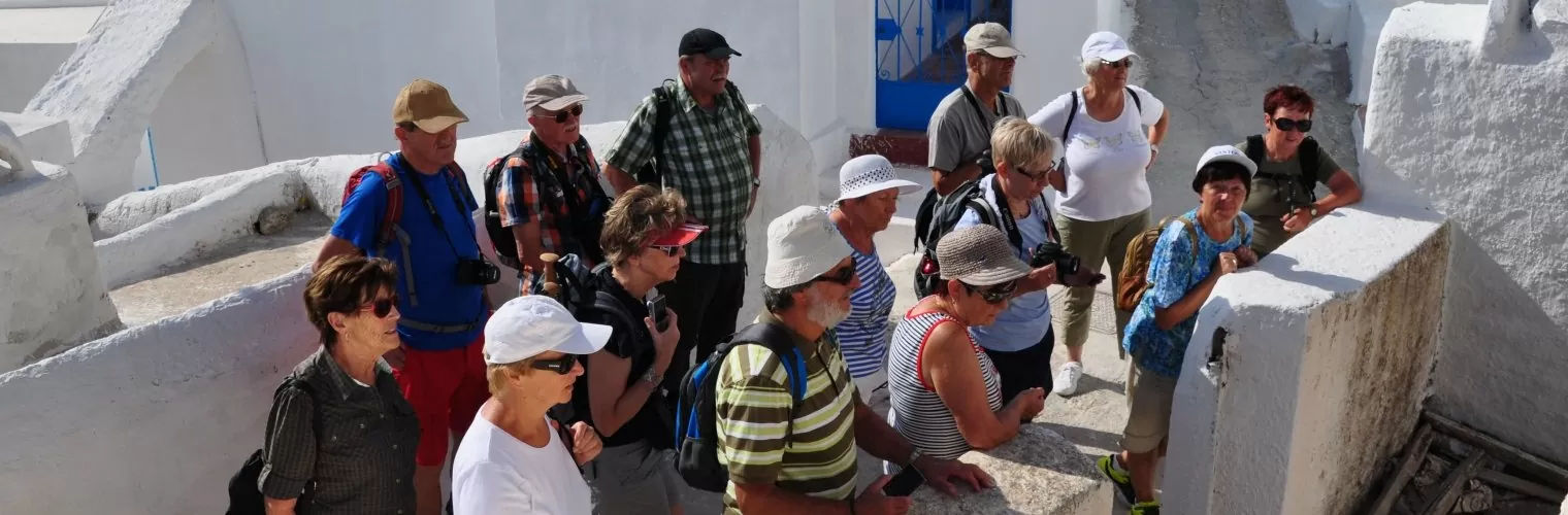 Group of people during a Santorini day tour