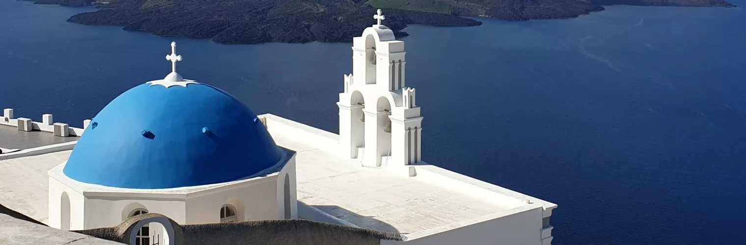 Blue-domed church you see on Santorini tours