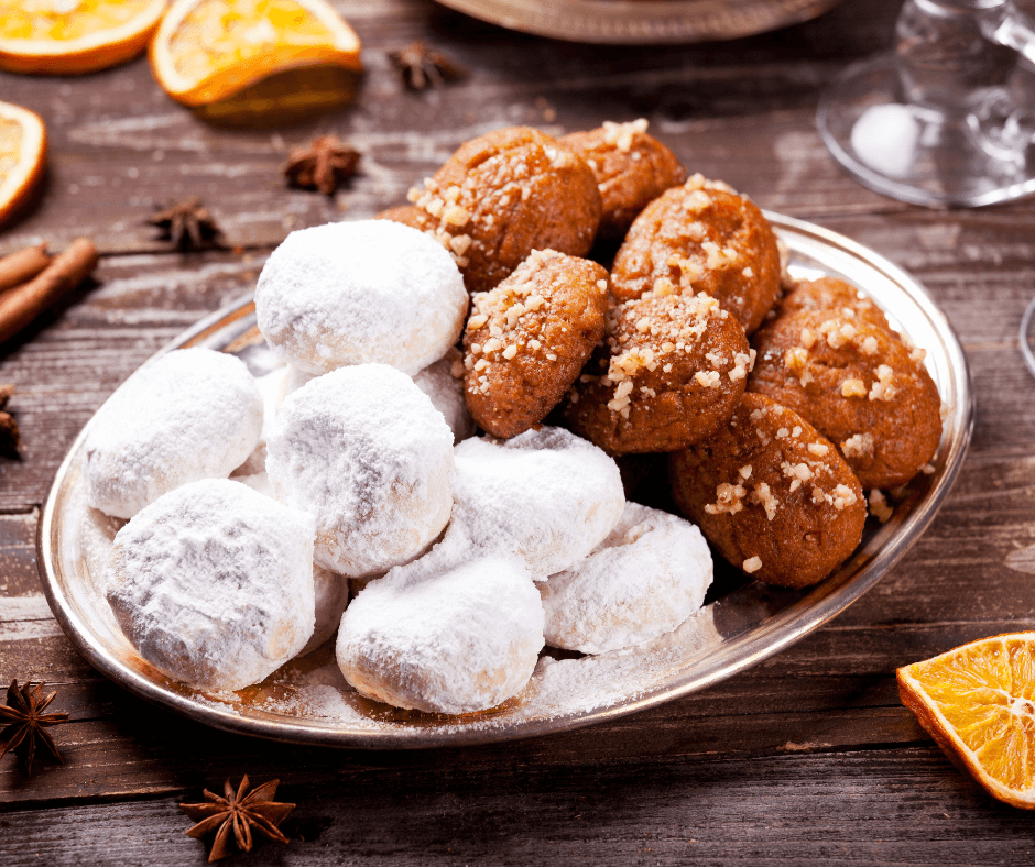 Kourabiedes and melomakarona - Greek Christmas sweets