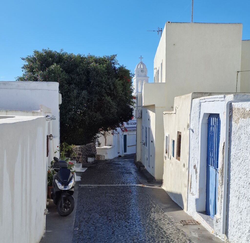 Santorini whitewashed alleys