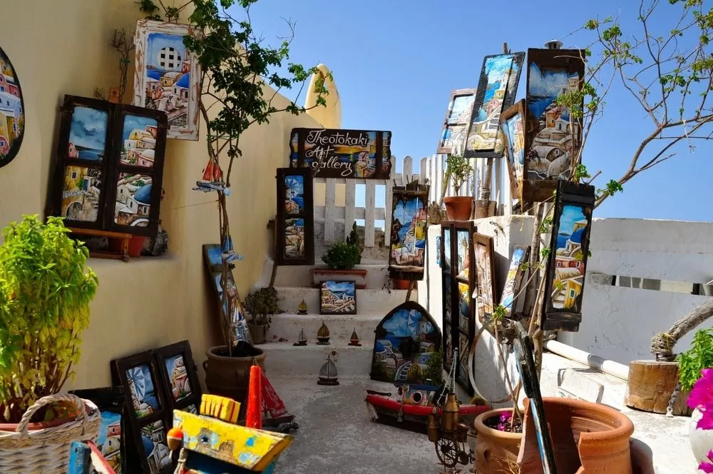 Buy souvenirs in Pyrgos on your 3 day Santorini itinerary