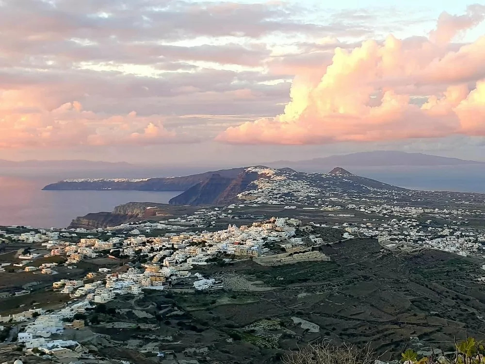 Watch the sunset in Santorini from Profitis Ilias mountain