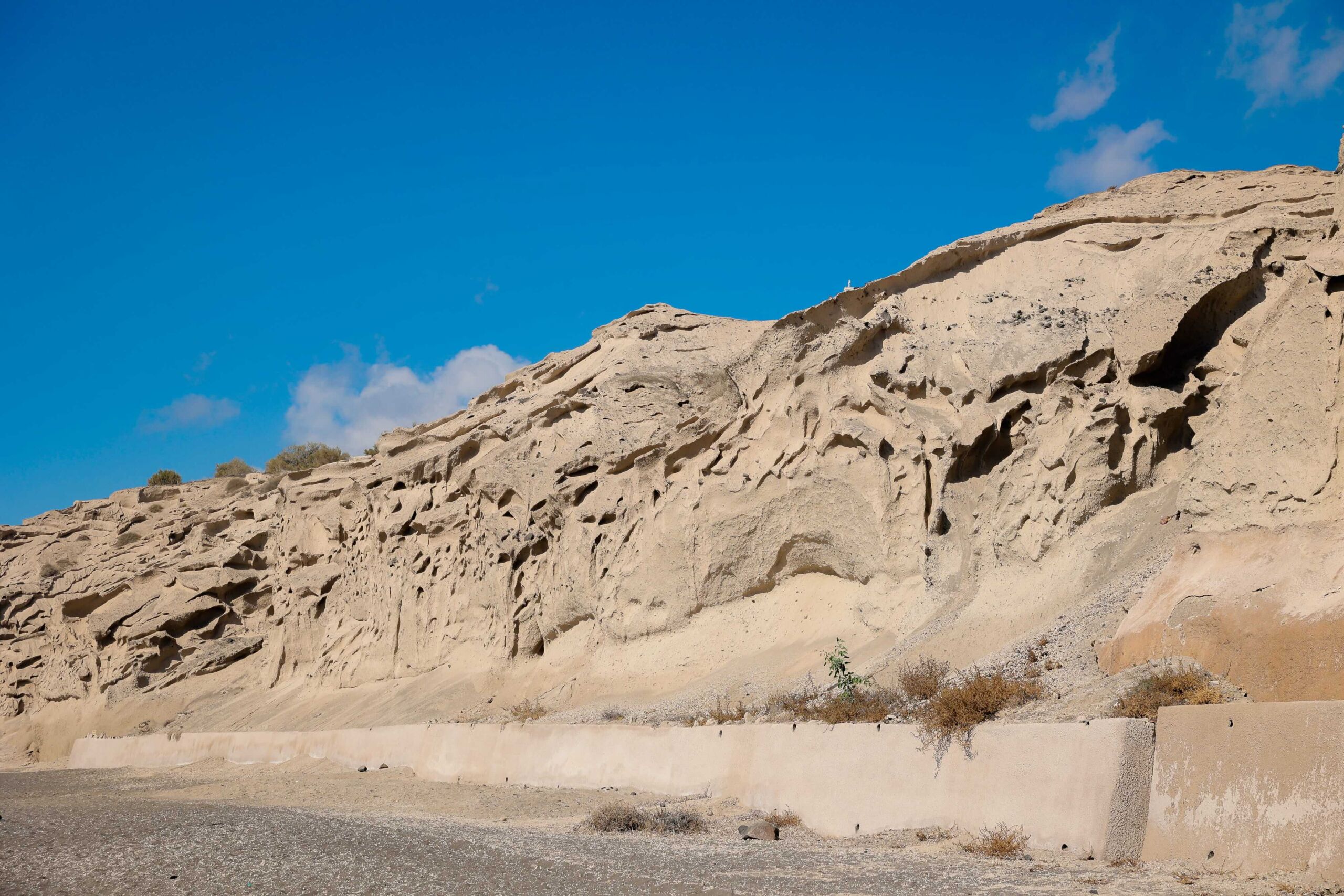 Sculpted rock formations in Vlychada beach