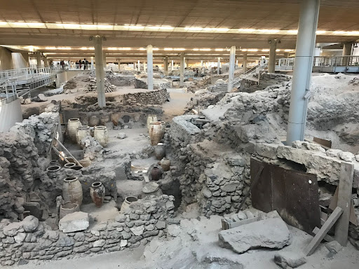 Akrotiri's archaeological remains in Santorini is an accessible tourist attraction.