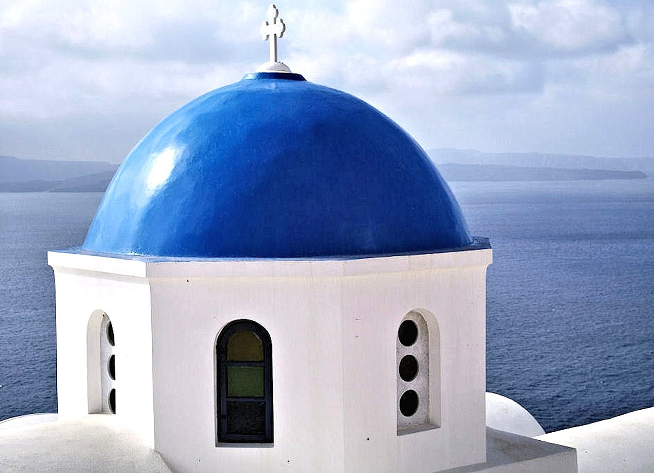 santorini blue domes